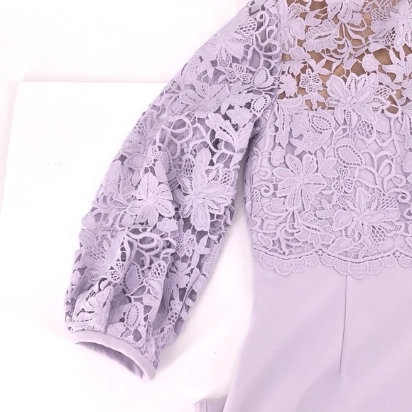 Lauren Ralph Lauren Light Purple Floral Lace 3/4 Sleeve Sheath Dress Size 4 - Picture 13 of 15